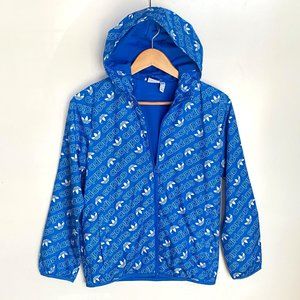 adidas Originals Boys' Big Trefoil Print Windbreaker DH2698 full zip sz US youth
